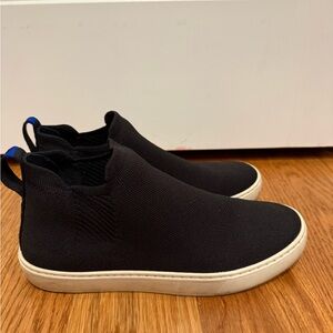 Rothy's Black Ankle Boots with White Sole